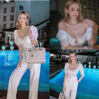 Áo ren cúp ngực tay phồng