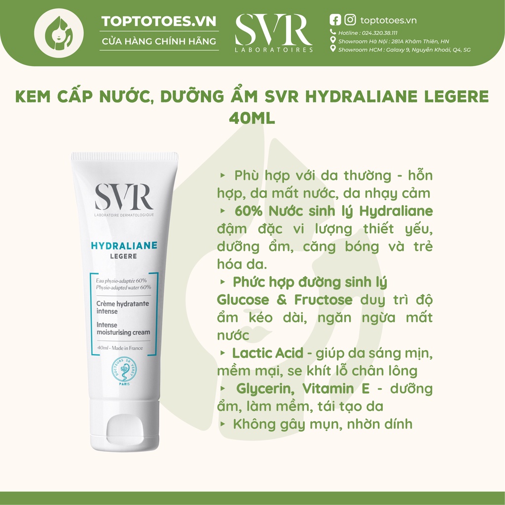 Kem cấp nước, dưỡng ẩm SVR Hydraliane Legere 40ml