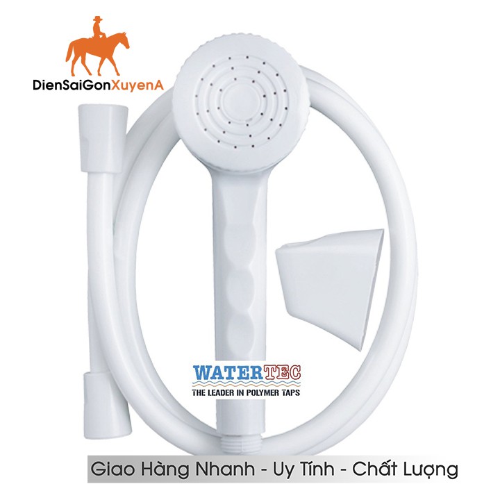 Bộ dây sen, vòi sen tắm tăng áp 1,5m nhựa trắng ABS WT-001V WATERTEC MALAYSIA - DSG