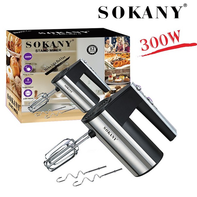 Máy đánh trứng cầm tay SOKANY 5 tốc độ công suất 300W bảo hành 12 tháng