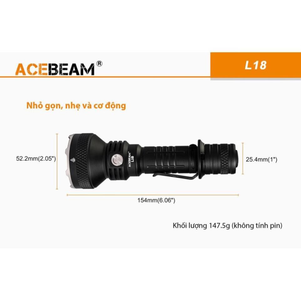 [BẢN MỚI NHẤT] [SIÊU NHỎ GỌN] ACEBEAM L18 Đèn pin và đèn sạc nhỏ gọn sáng 1500 lumen chiếu xa 1000m LED Osram(kèm pin)