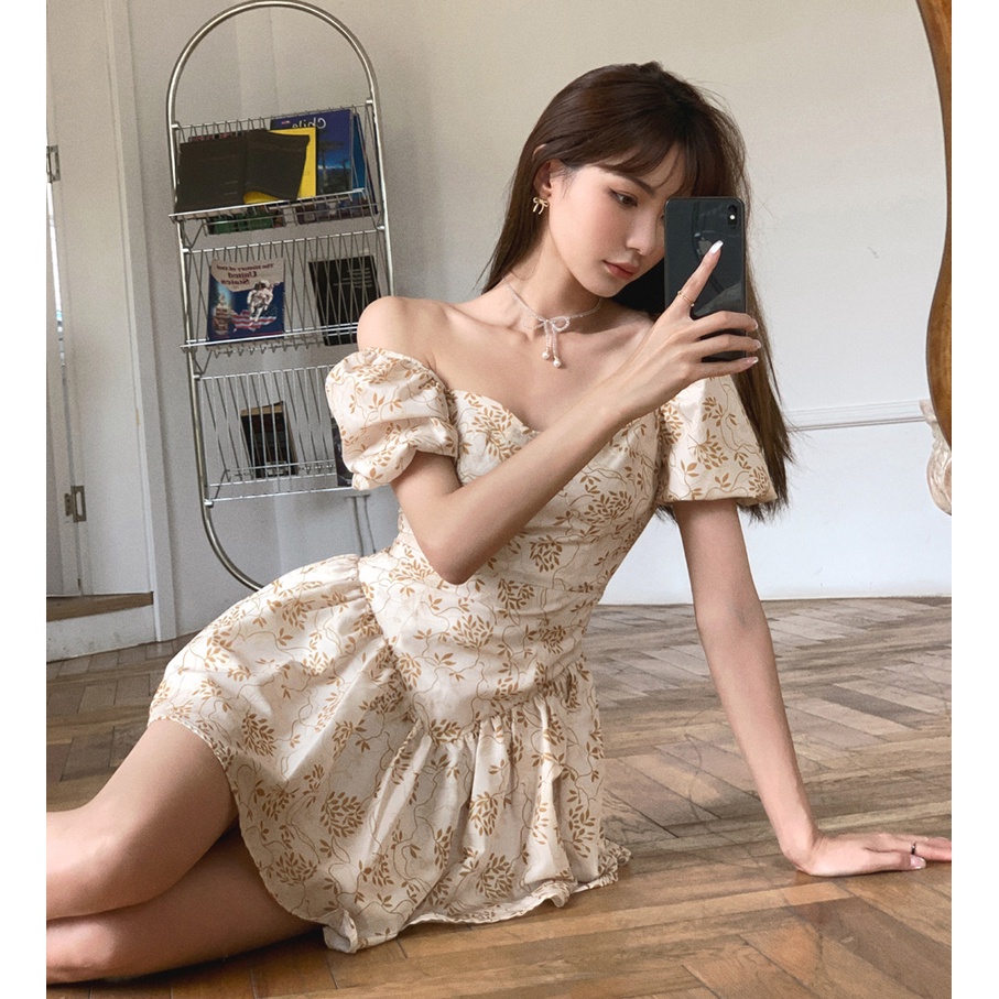 Đầm Tay Ngắn Hoạ Tiết Hoa Thiết Kế Hợp Thời Trang Cho Nữ