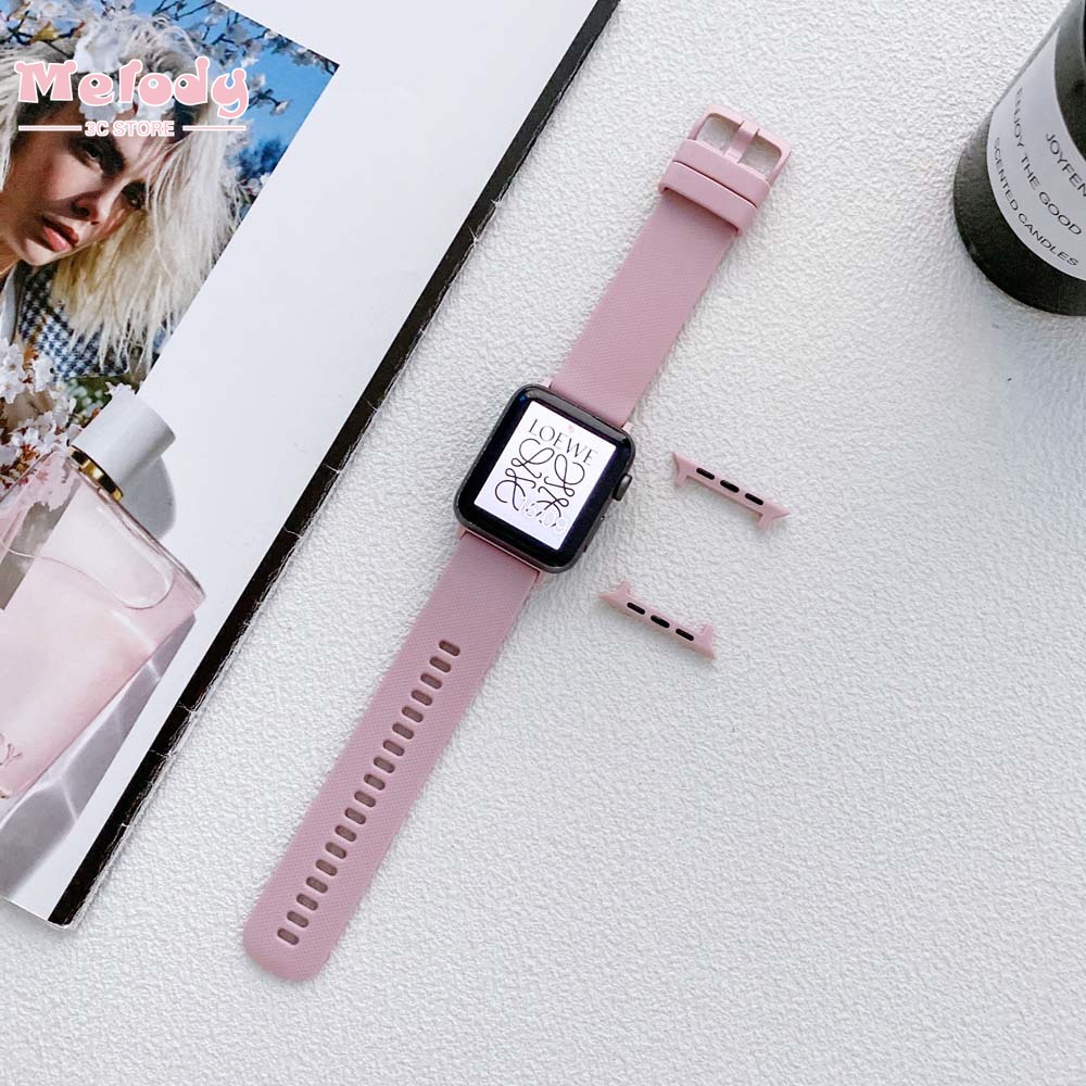 Dây Đeo Thay Thế Cho Đồng Hồ Thông Minh iwatch series 7/6/5/SE / 45/44/42/41/40/38mm Bằng silicone