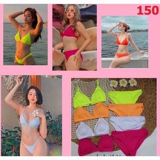 Đồ bơi nữ đi biển bikini 2 mảnh tam giác dạ quang đơn giản - ts049