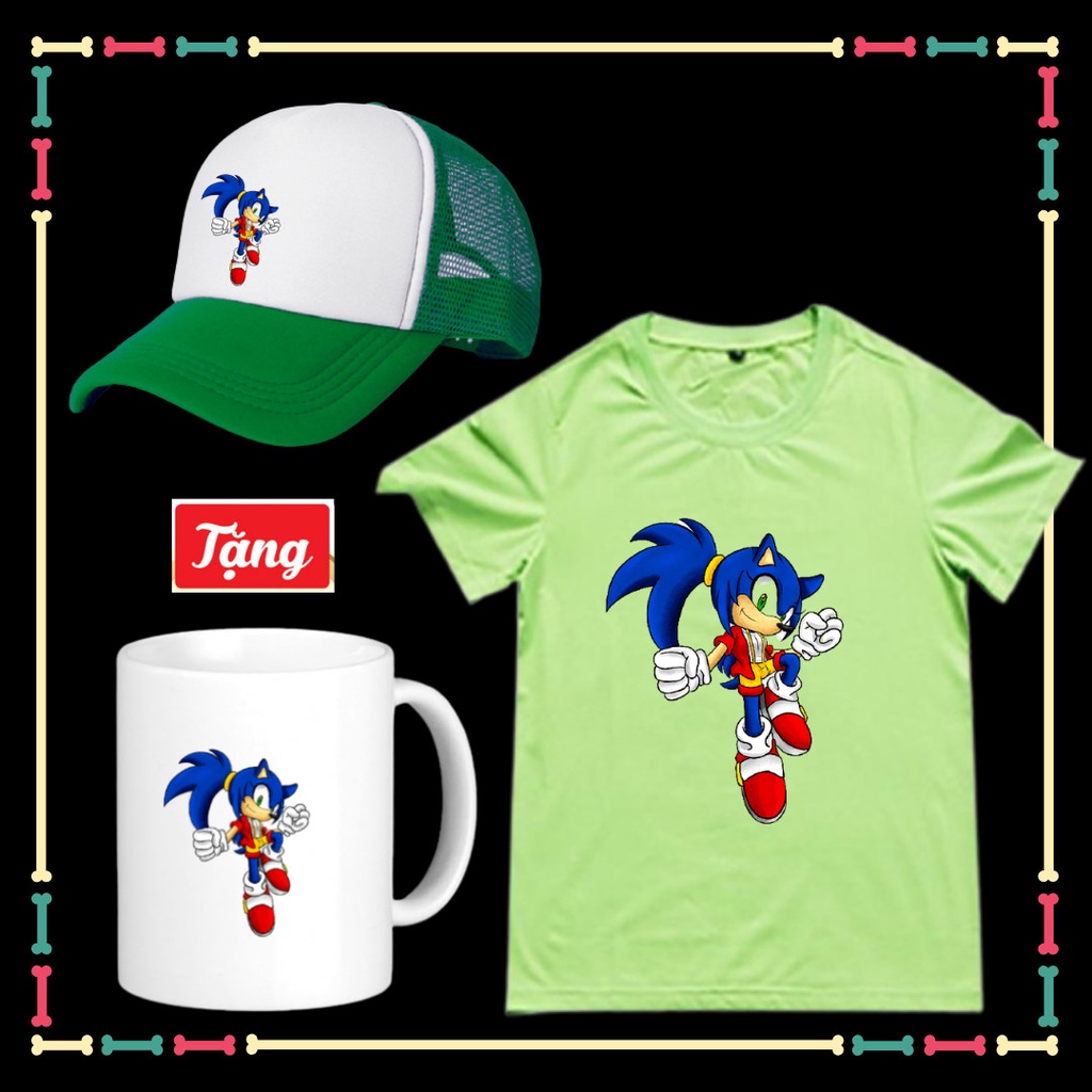 Tặng Ly Sứ Sonic Combo mũ Áo Sonic dễ thương cho trẻ em