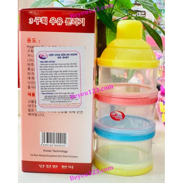 Hộp chia 3 ngăn đựng sữa bột, thức ăn cho bé GB BABY (Công nghệ Hàn Quốc)