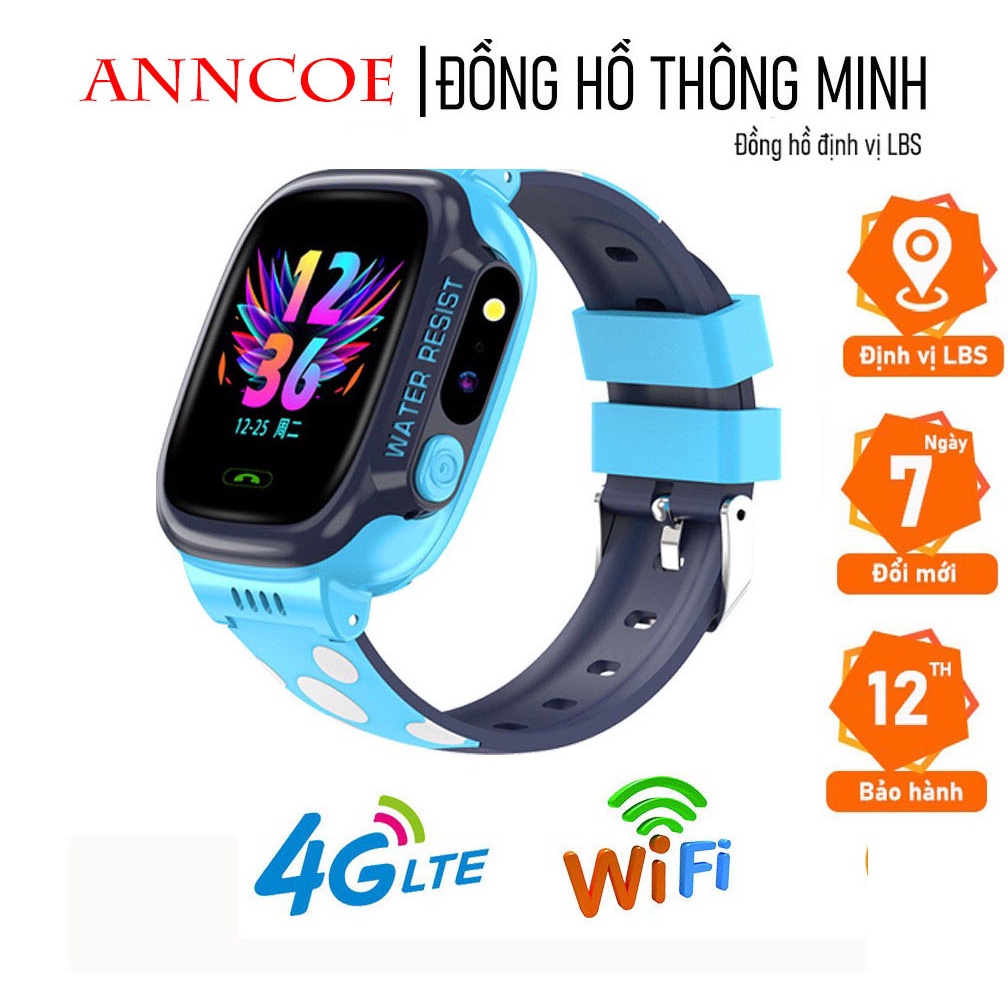 Đồng hồ thông minh định vị trẻ em ANNCOE A882 nghe gọi nhắn tin hai chiều định vị bằng sóng 4G + Wifi hỗ trợ tiếng việt