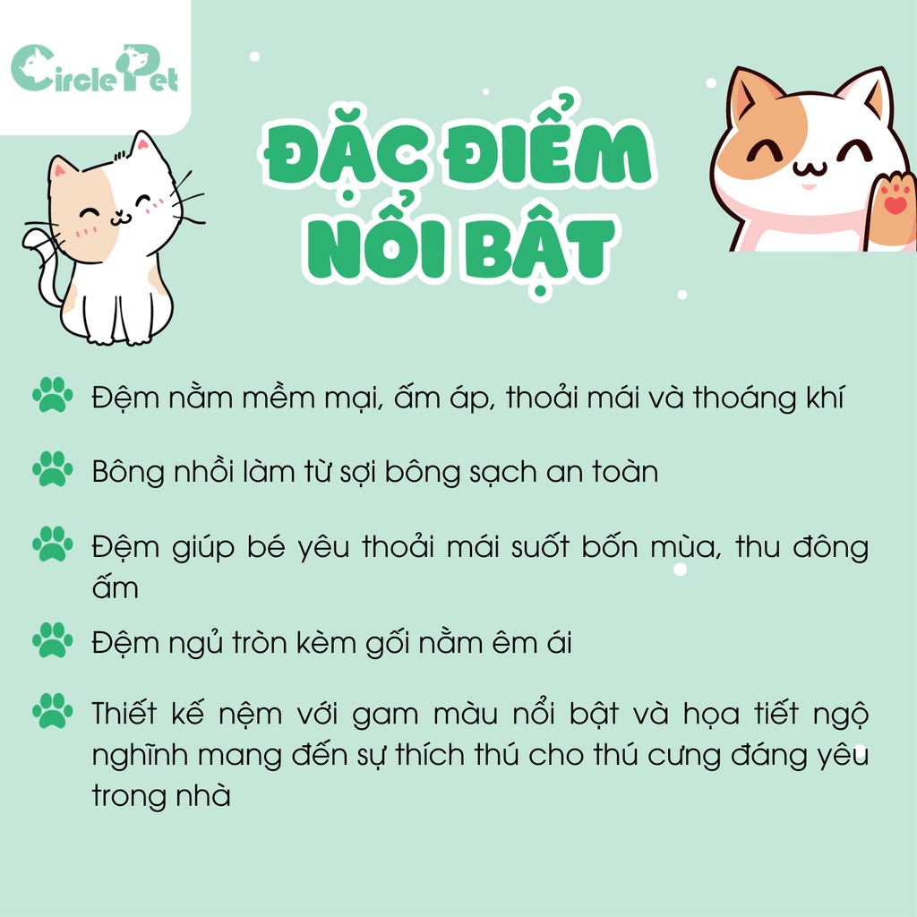 Đệm Nằm Cho Thú Cưng Hình Quả Bí Gắn Hoa Xinh Xắn Chất Vải Êm Ái 2 Màu Size M 50cm - Circle Pet