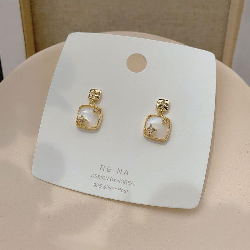 Hoa Tai Vàng Elegant Gold Earrings Stud Korea Crystal Star Dangle Earring for Women Lady Female Jewelry