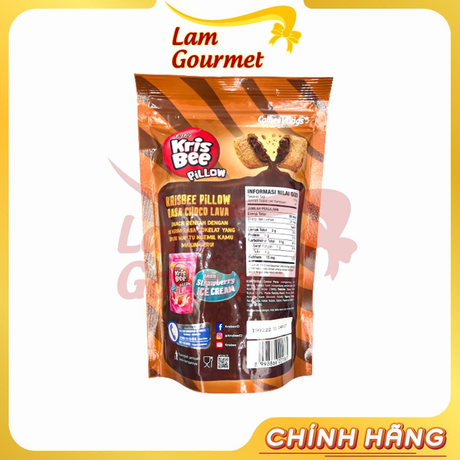 Bánh Snack Kris Bee Pillow Ăn Vặt Nhân Dâu và Socola Tan Chảy 110g - Lam Gourmet