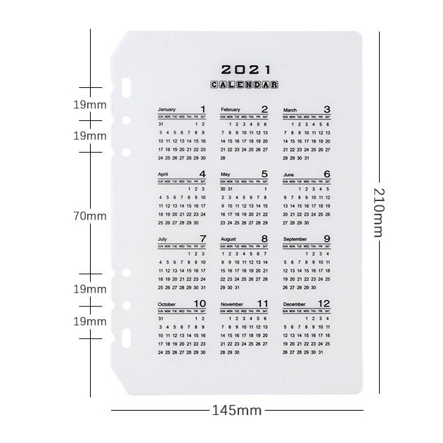 Bìa lịch cho sổ còng planner A5 A6 phân trang nhựa dẻo màu trắng mờ