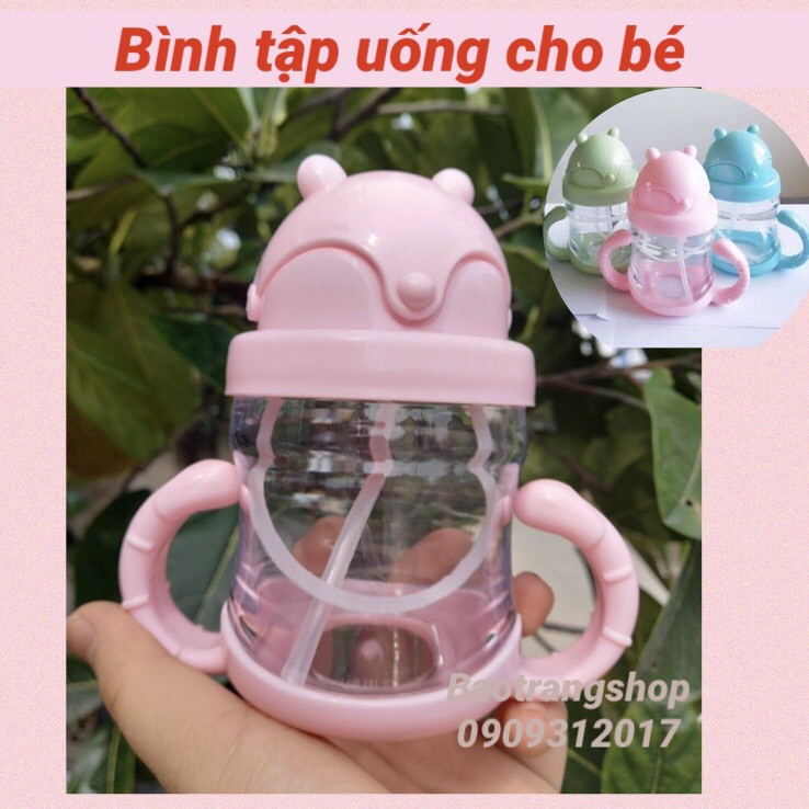 [RẺ VÔ ĐỊCH] Bình tập uống nước chống sặc 240ml, có đế chống đổ cho bé