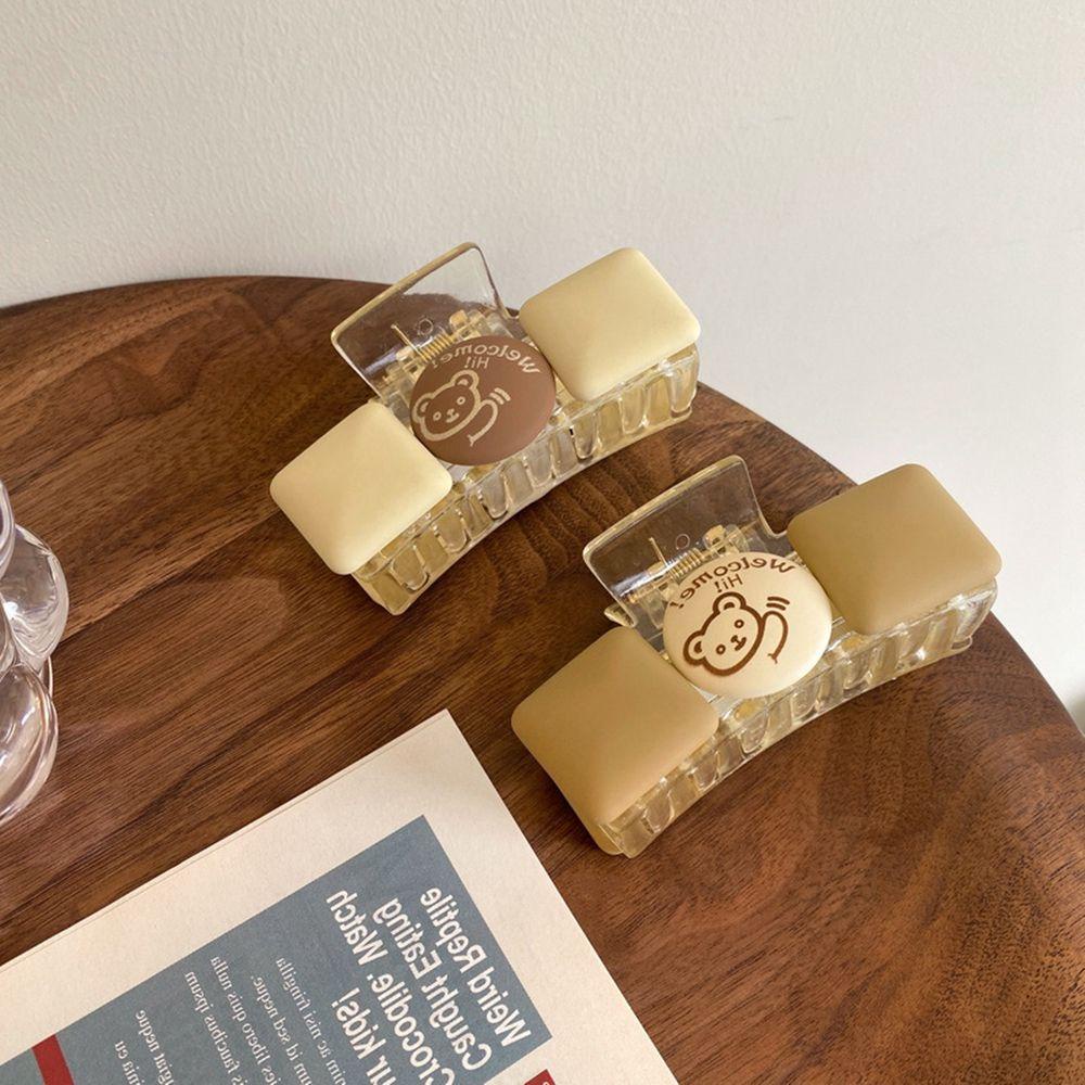 Kẹp Tóc Hình Khối Lập Phương Bằng Nhựa Resin Màu Ngà Thanh Lịch Cho Nữ