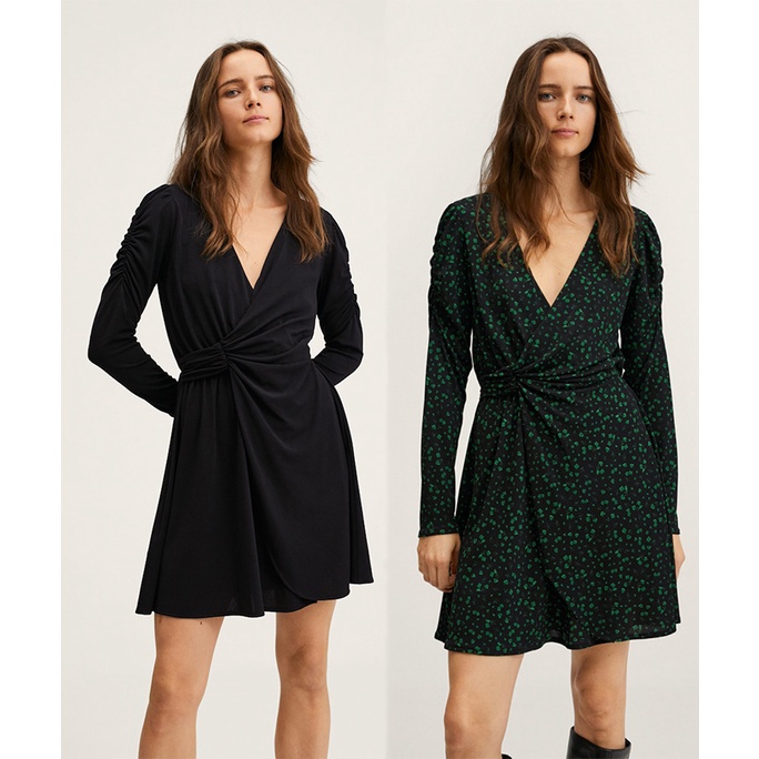 Đầm Mango Crossed ruffled dress