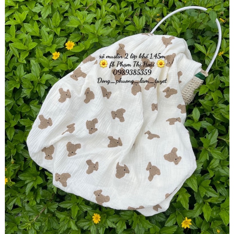 vải xô muslin cao cấp con gấu đơn vải mềm mịn cao cấp