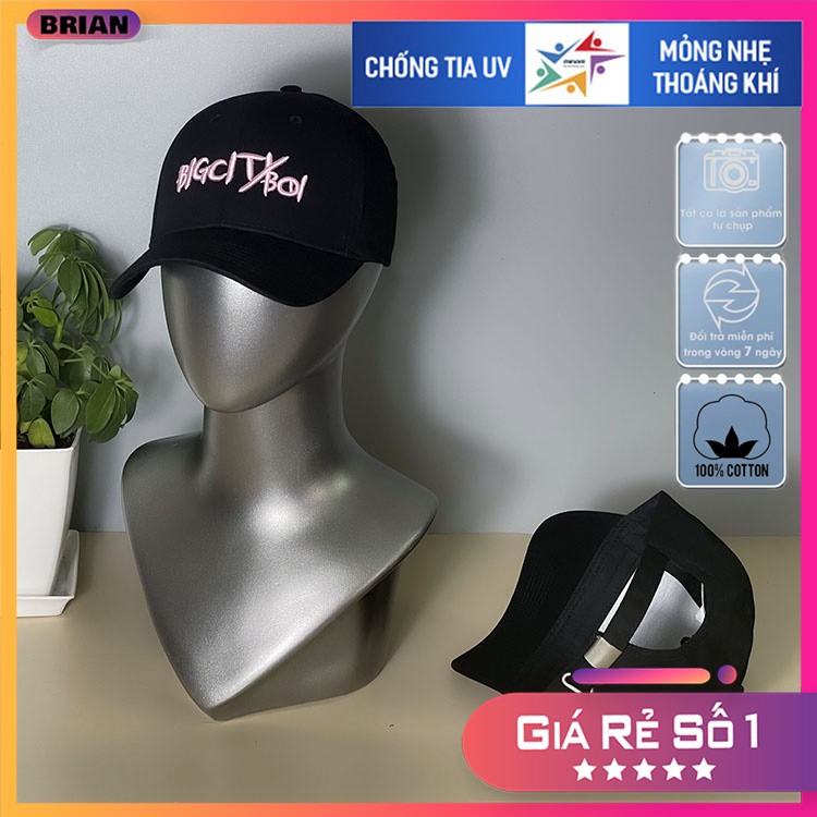 Mũ Bigcityboi đen lưỡi trai, nón kết Bigcityboi đen logo hồng cao cấp, dành cho mọi lứa tuổi cả nam và nữ.