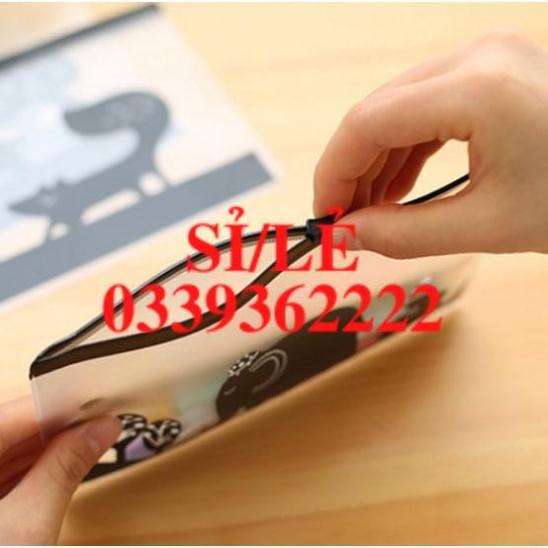 [ HAIANHSHOP ] Túi đựng bút trong suốt viền đen có khóa kéo 20,4*13,5 cm - Túi Đựng Bút Động Vật Dễ Thương Duashop &gt;