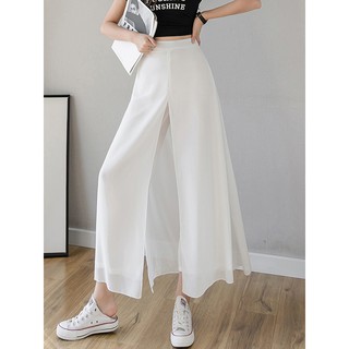 Quần culottes voan xẻ 4 tà