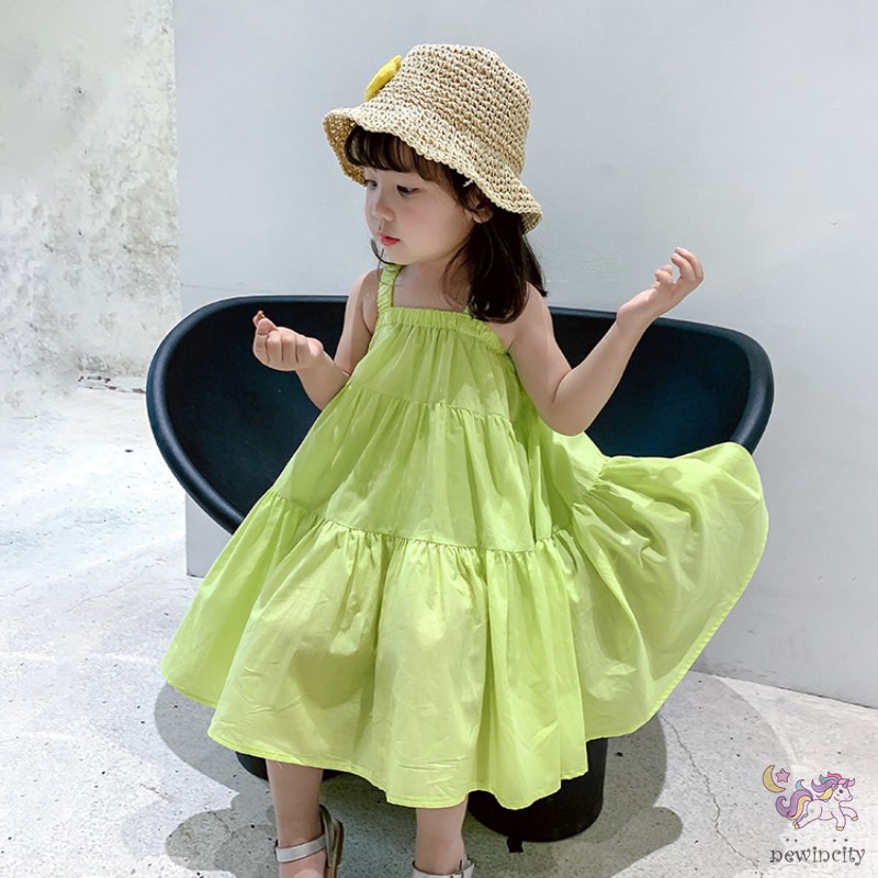 Đầm Chất Liệu Vải Cotton Dễ Thương Xinh Xắn Thời Trang Hàn Quốc Cho Bé