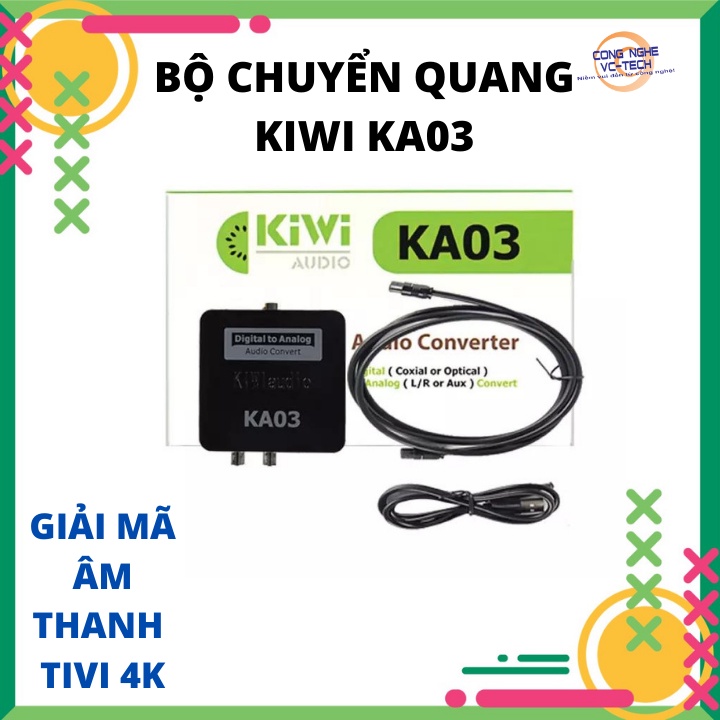 Bộ chuyển quang âm thanh TV 4K quang optical sang audio AV ra amply + Cáp optical Kiwi KA03