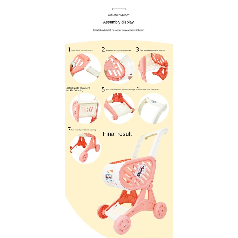 Đồ Chơi Xe Đẩy Mua Sắm Mini 40cm x 17cm x 25cm Vui Nhộn Cho Bé