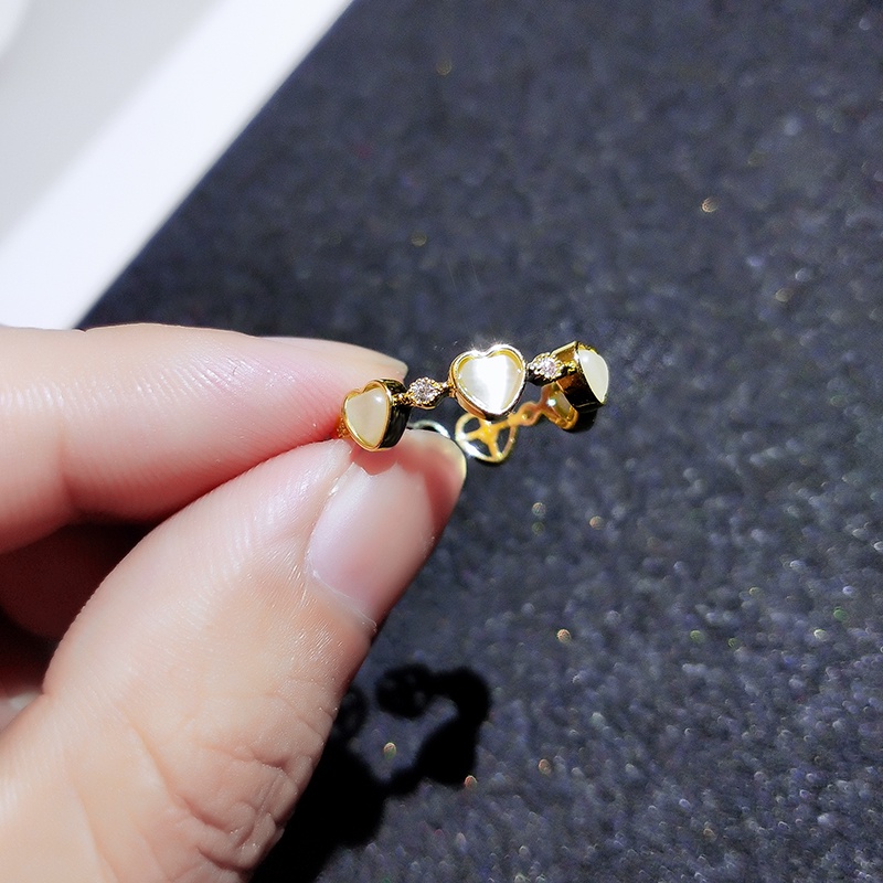 [Jiudolan] Nhẫn Hở Đính Đá Opal Nhân Tạo Hình Trái Tim Hợp Thời Trang Dễ Phối Đồ Cho Nữ