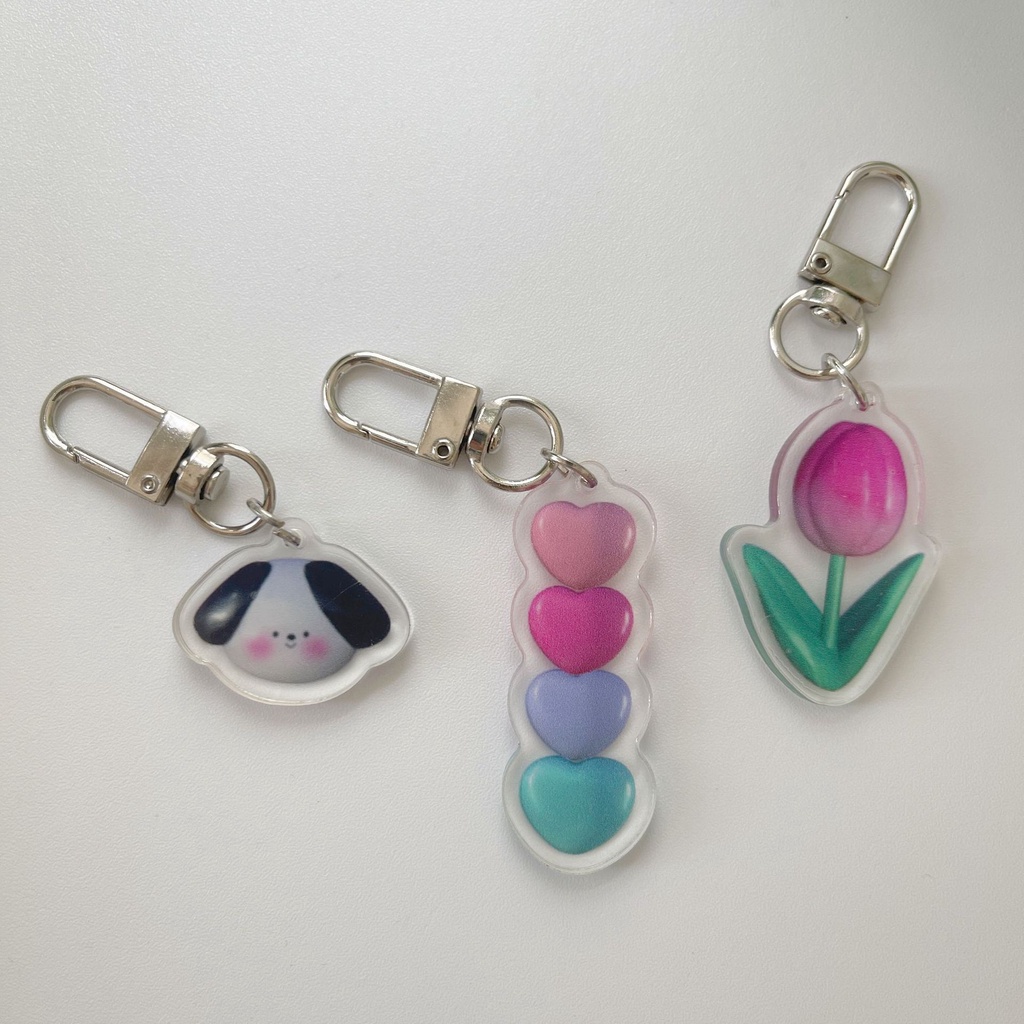 Móc khóa trang trí balo túi xách họa tiết đáng yêu