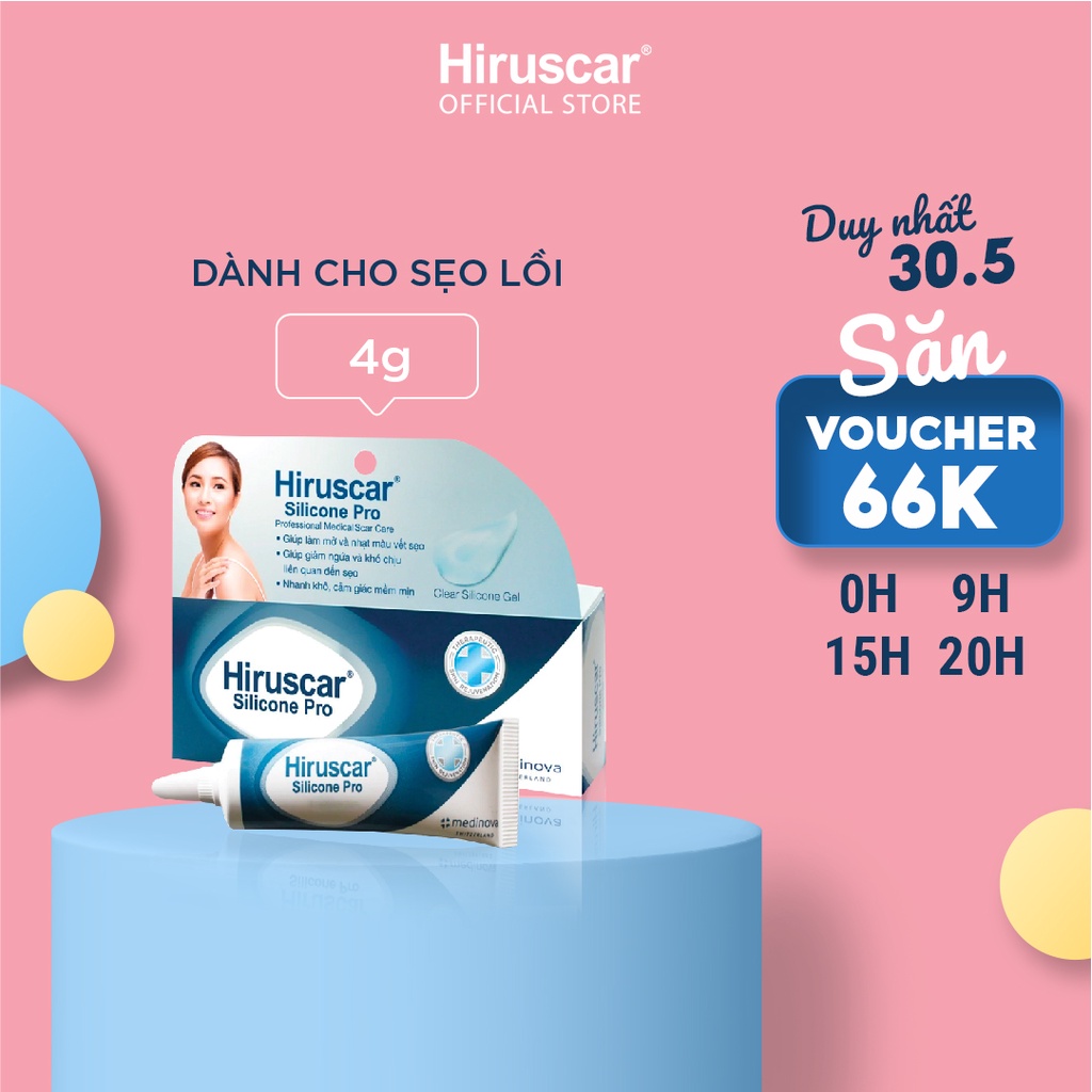 [Mã COSHIRU305 - 8% đơn 150K] Gel xử lý sẹo mổ, to, lồi & phì đại Hiruscar Silicone Pro 4g