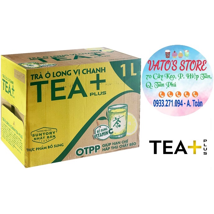 Thùng 12 chai Trà ô long chanh TEA+ PLUS 1 lít / Lốc 6 chai trà olong chanh TEA PLUS+ chanh 1L