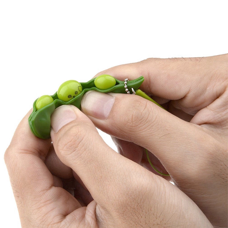 1 Pc Funny Beans Fidget Toy/ Relief Stress Edamame Toys/ Peas Beans Pendant Keychain/ Squishy Squeeze Ball Cute Toys Key Ring