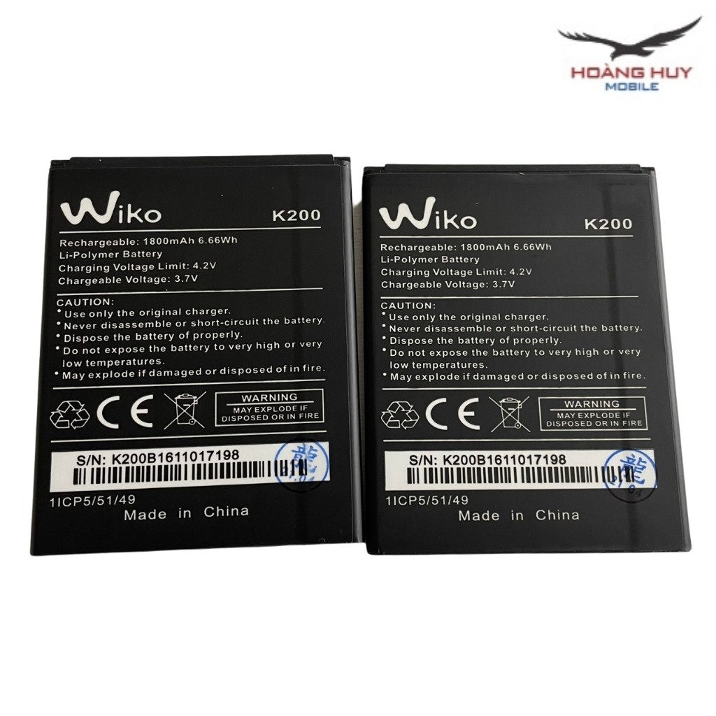 Pin Wiko Sunny 3 Plus K200 Dung Lượng 1800mAh Hang Zin Nhập Khẩu Bảo Hành 6 Tháng 1 Đổi 1