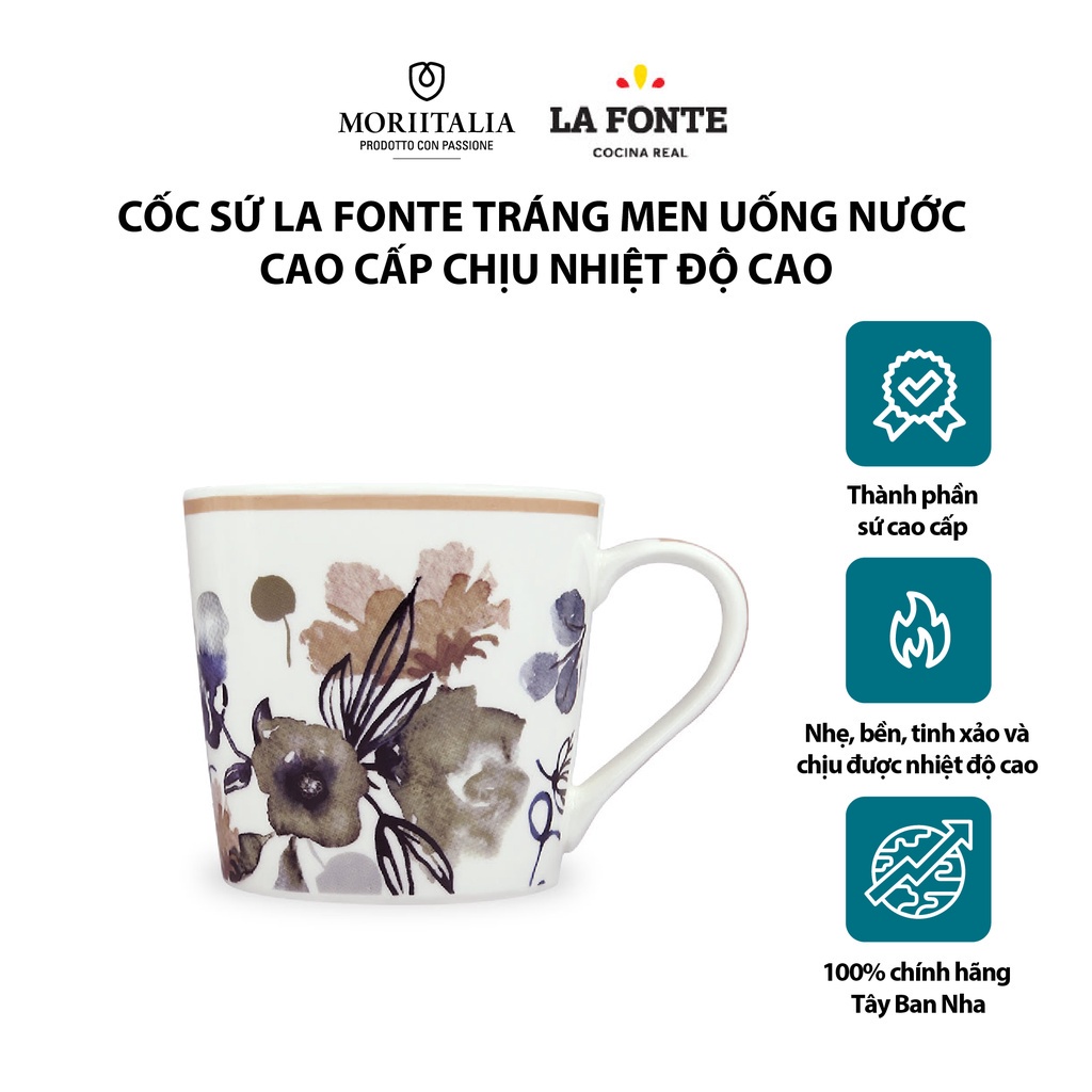 Cốc sứ La Fonte uống nước cao cấp chịu nhiệt độ cao Moriitalia 006453-02