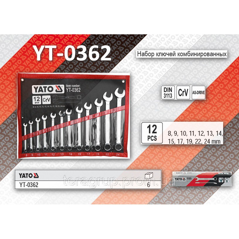 Bộ cờ lê vòng miệng hệ mét 12 chi tiết 8-24mm Yato YT-0362