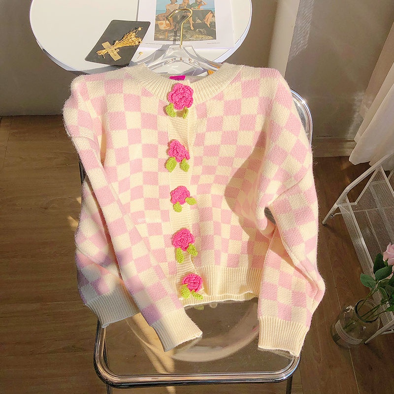 Áo Khoác Cardigan Họa Tiết Hoa Ngọt Ngào Thời Trang Xuân Thu Cho Nữ