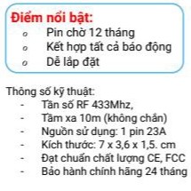 CẢM BIẾN TỪ KHÔNG DÂY, KẾT HỢP VỚI TRUNG TÂM BÁO TRỘM