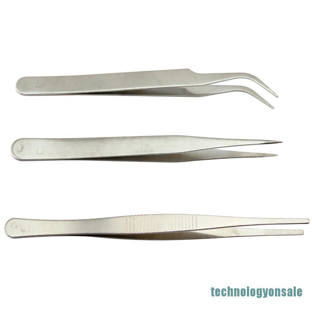 Set 3 nhíp sửa chữa điện bằng thép không gỉ có độ chính xác cao mới