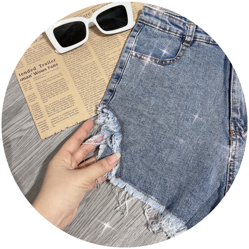 quần short jean rách xích hình thật - carotshop
