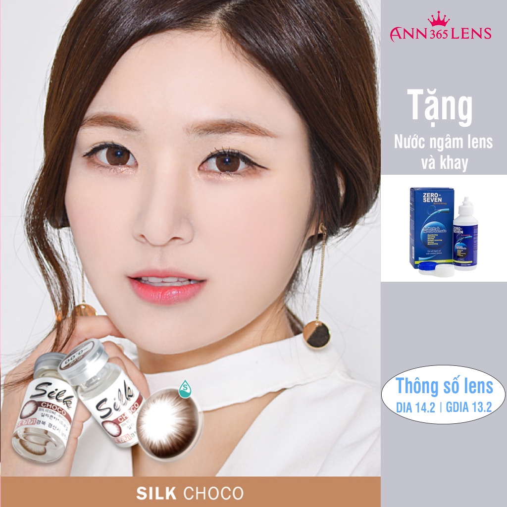 Kính áp tròng màu tự nhiên Silk Choco ANN365 chất liệu Silicone Hydrogel đeo siêu êm 12H/ ngày