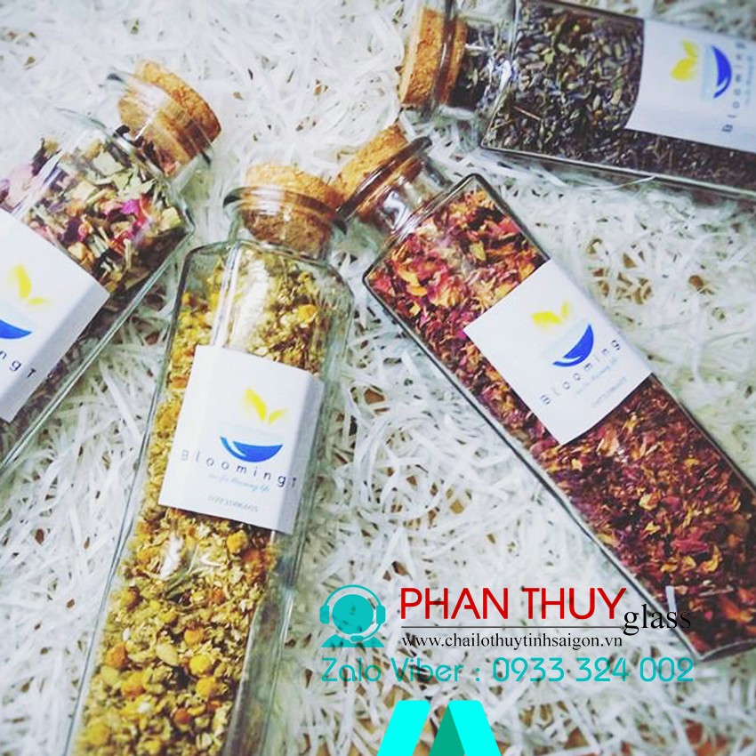 Chai Lục Giác Cao Nắp Gỗ 350ml