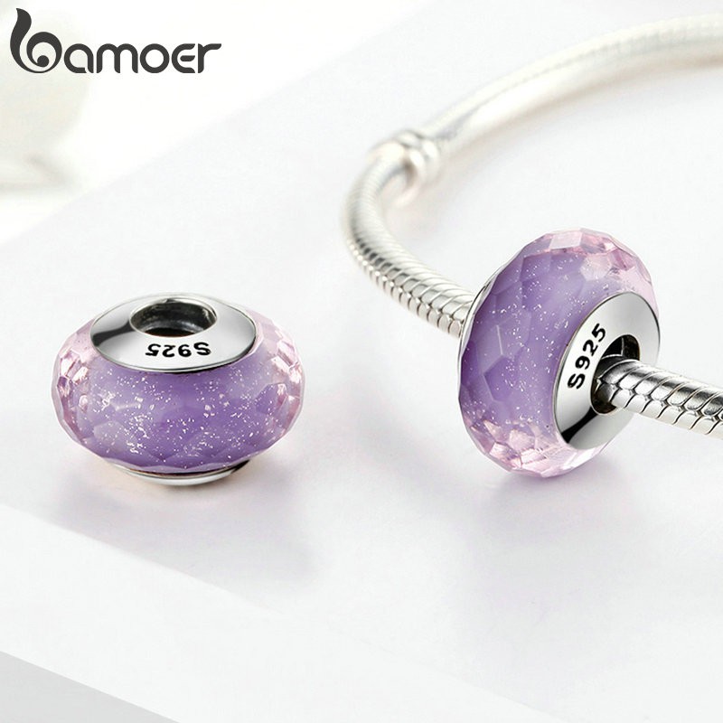 Hạt Charm Bạc 925 Bamoer SCZ03 Thủy Tinh Cho Vòng Tay DIY