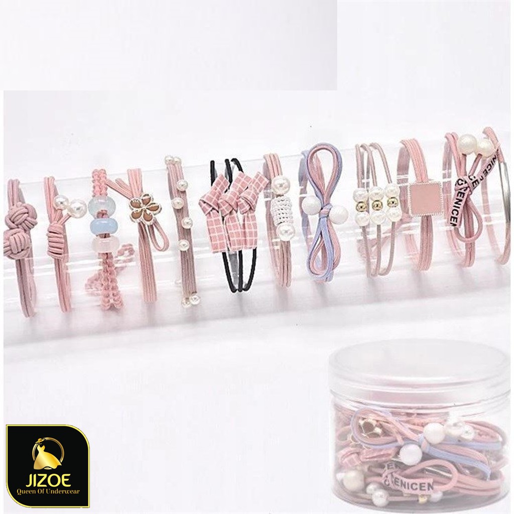 Set 12 chiếc dây chun buộc tóc nhiều mầu sắc đẹp thời trang giá siêu rẻ DBT02