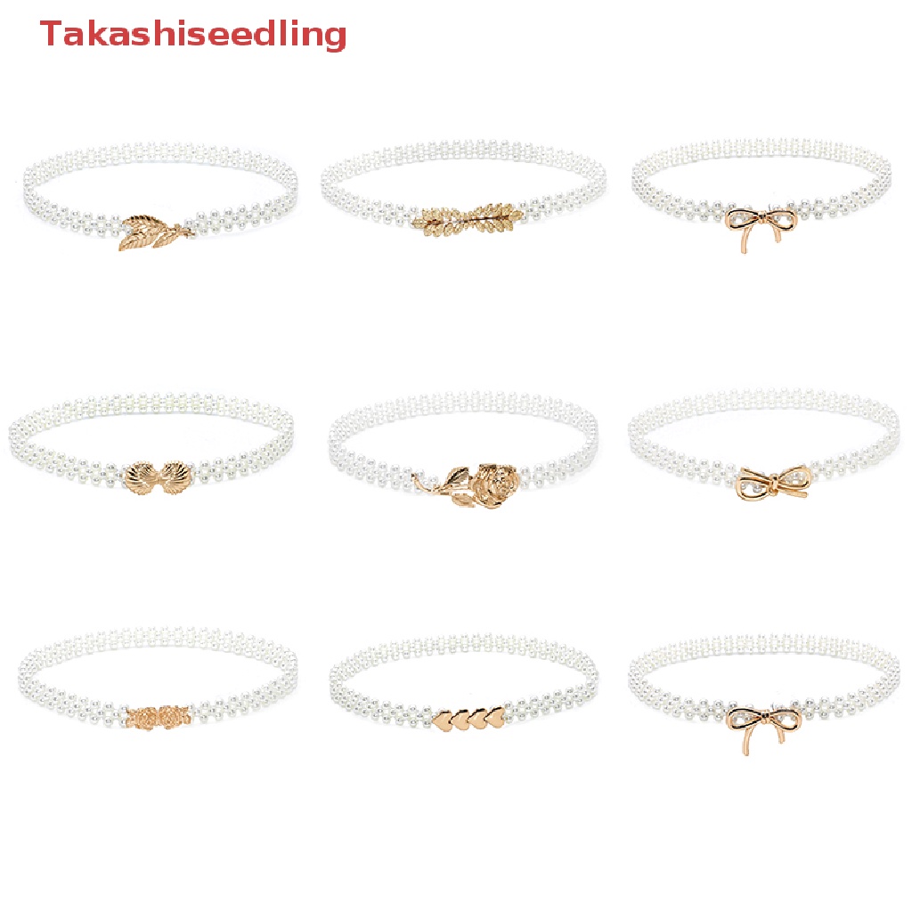 (Takashiseedling) Elegant Faux Pearl Dress Belt For Girls Elastic Belt Accessories Party Decor