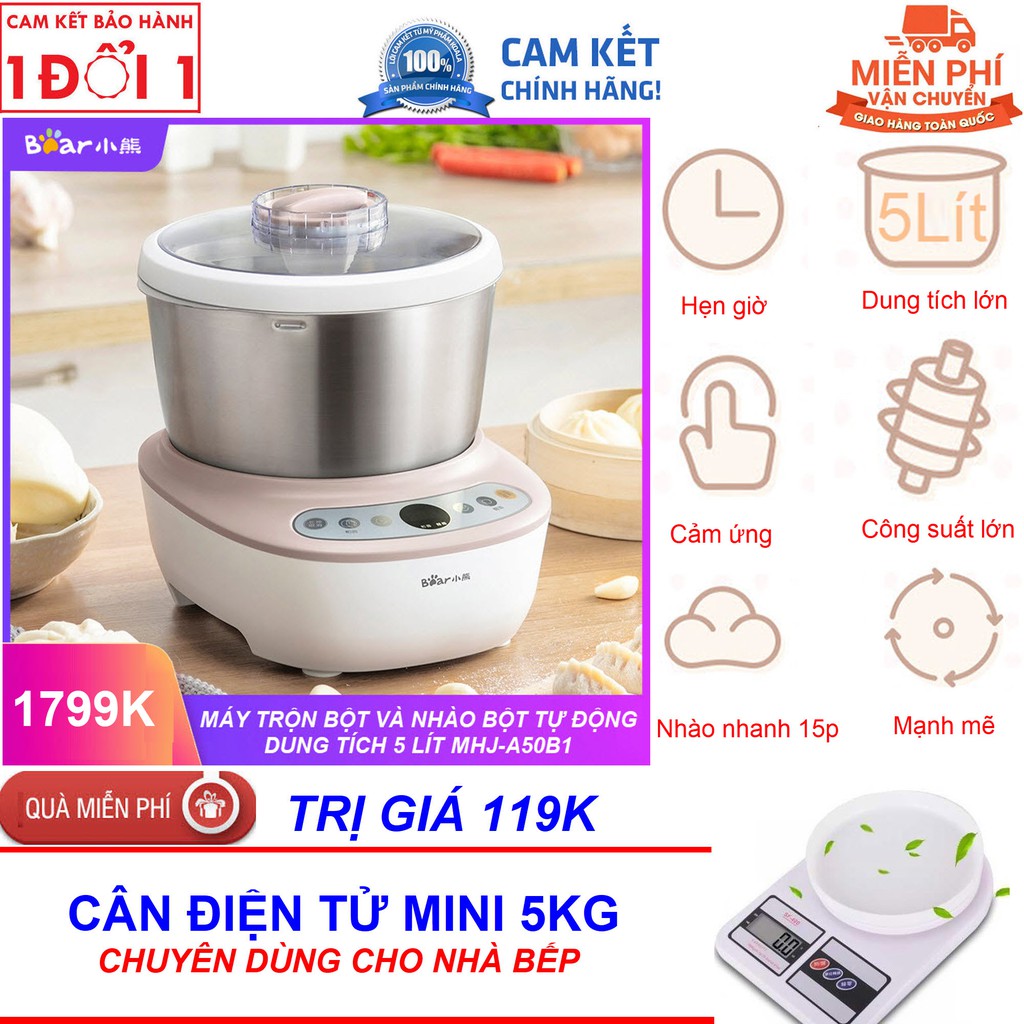 Tặng Cân Điện Tử - Cách sử dụng Máy trộn và nhồi bột HMJ-A50B1 (5L) - Máy Nhào bột và làm bánh Bear HMJ-A35A1 năm 2018