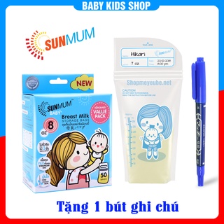 Túi trữ sữa sunmum 50 Thái Lan 250ml - 3 khoá zip chống tràn