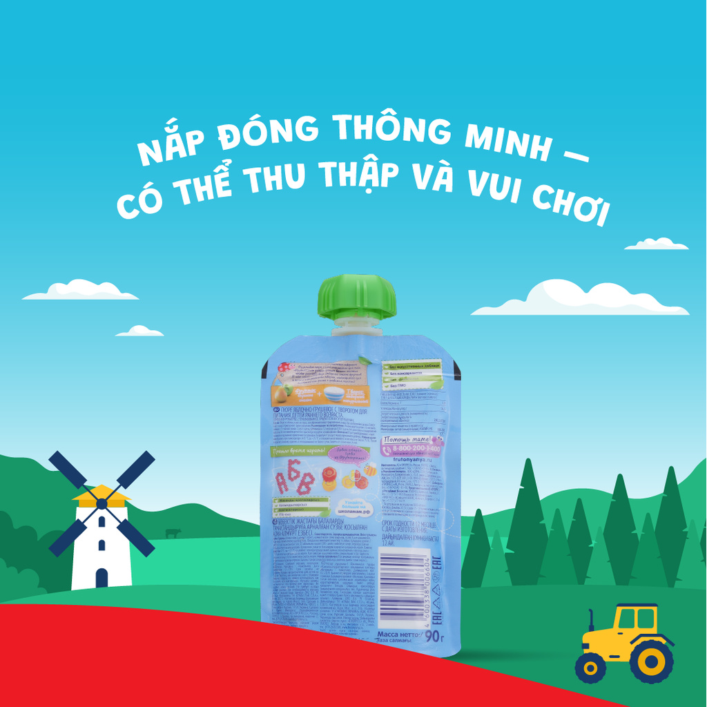 Trái cây nghiền vị táo, lê và phomai tươi Fruto Nyanya 90g