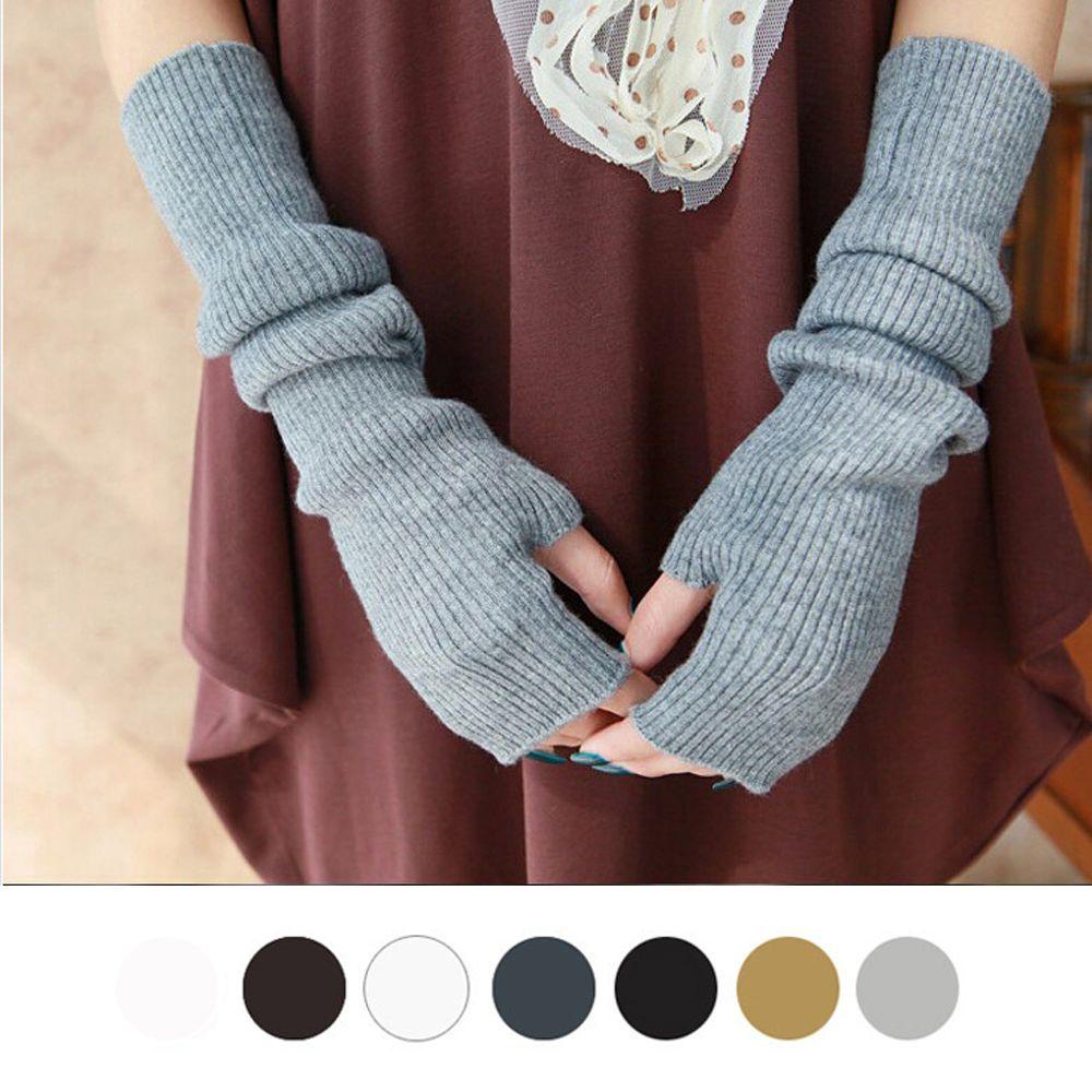 SHOUKEY Găng Tay Len Hở Ngón Giữ Ấm Cho Nữ