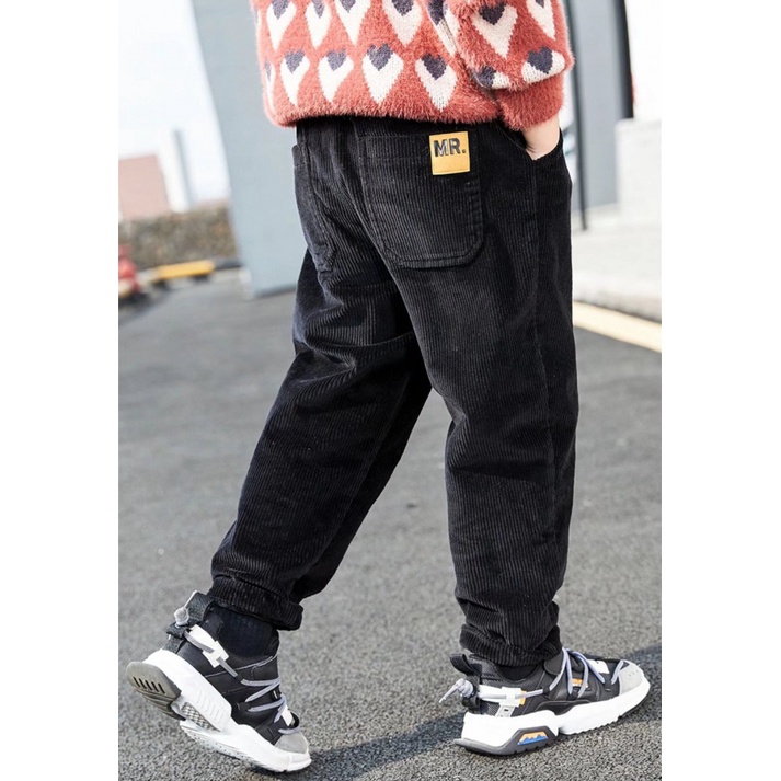 Quần Dài Vải Nhung Phối Lông Cừu Thời Trang Mùa Đông Mới Cho Bé Trai