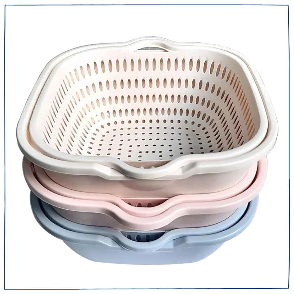Bộ Thau Rổ Nhựa Vuông 6 Món Việt Nhật- MUA 1 ĐƯỢC 6 chậu rổ - Set 3 Rổ 3 Chậu Việt Nhật Dày Dặn Nhựa Cao Cấp