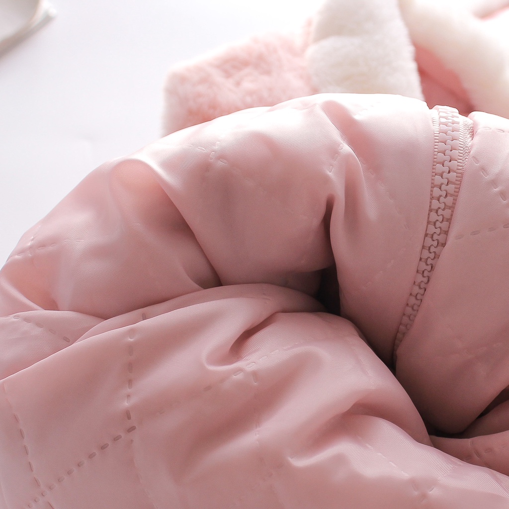 Áo sweater cotton màu trơn có mũ trùm đầu họa tiết thỏ hoạt hình dễ thương mẫu cho bé gái 1-4 tuổi