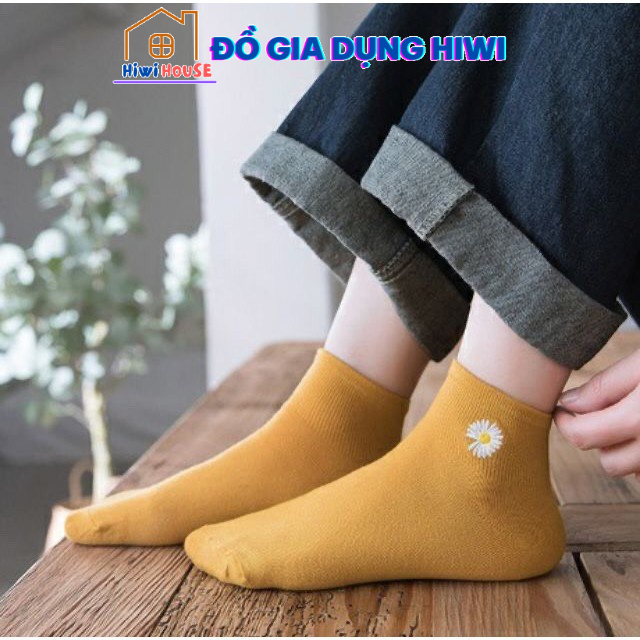 Túi 10 Đôi Tất Nữ Cổ Ngắn Cotton Hoa Cúc